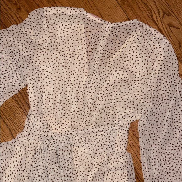 Showpo | On Rotation Playsuit Romper Dress with Tie Polka Dots Brown Australia - Picture 5 of 6